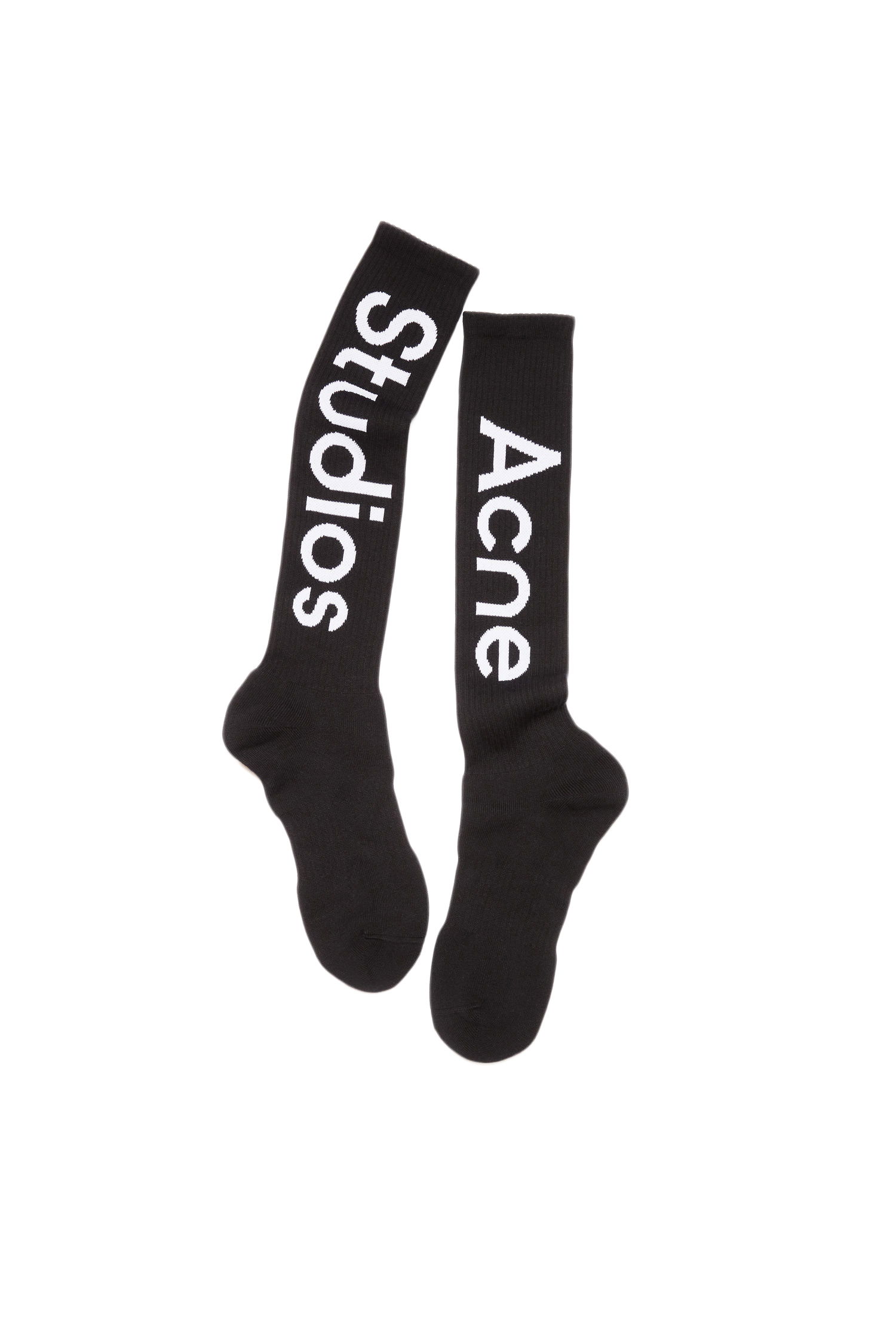 Sokker Acne Studios Logo Contrast Knee-High Socks Sort | FN-UX-ACCS000076, 0