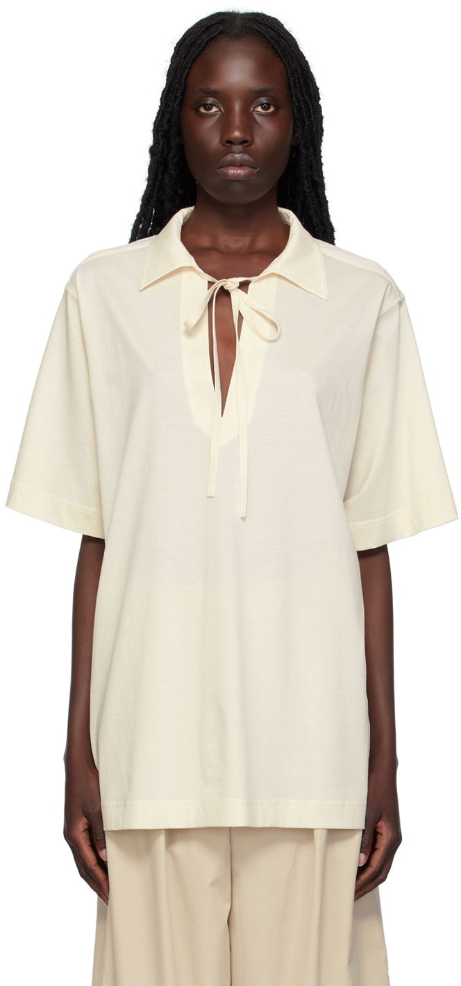 Polo skjorte TOTEME TOTEME Self-Tie Polo Beige | 233-5069-785