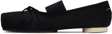 Sneakers og sko Maison Margiela MM6 Maison Margiela Satin Pointe Logo Ballerina Flats Sort | S59WZ0100 P5560, 2