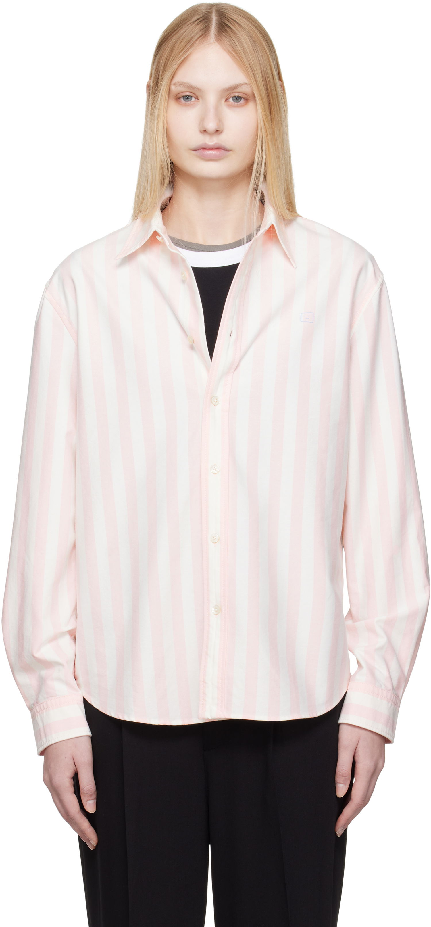 Skjorte Acne Studios Acne Studios Striped Oxford Cloth Shirt Lyserød | CB0095-, 0