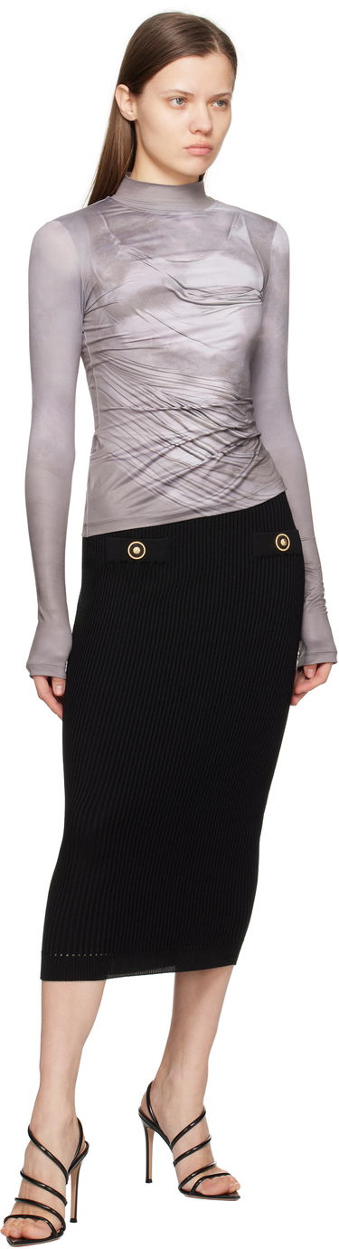 T-shirt Balmain Balmain Draped Print T-Shirt Grå | EF1EK026GE44, 3