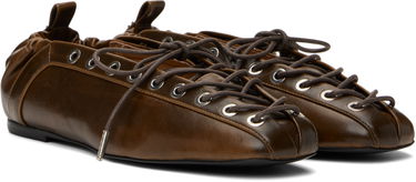 Tøj GANNI GANNI Oleatex Lace-Up Ballerina Flats Brun | S3093, 3