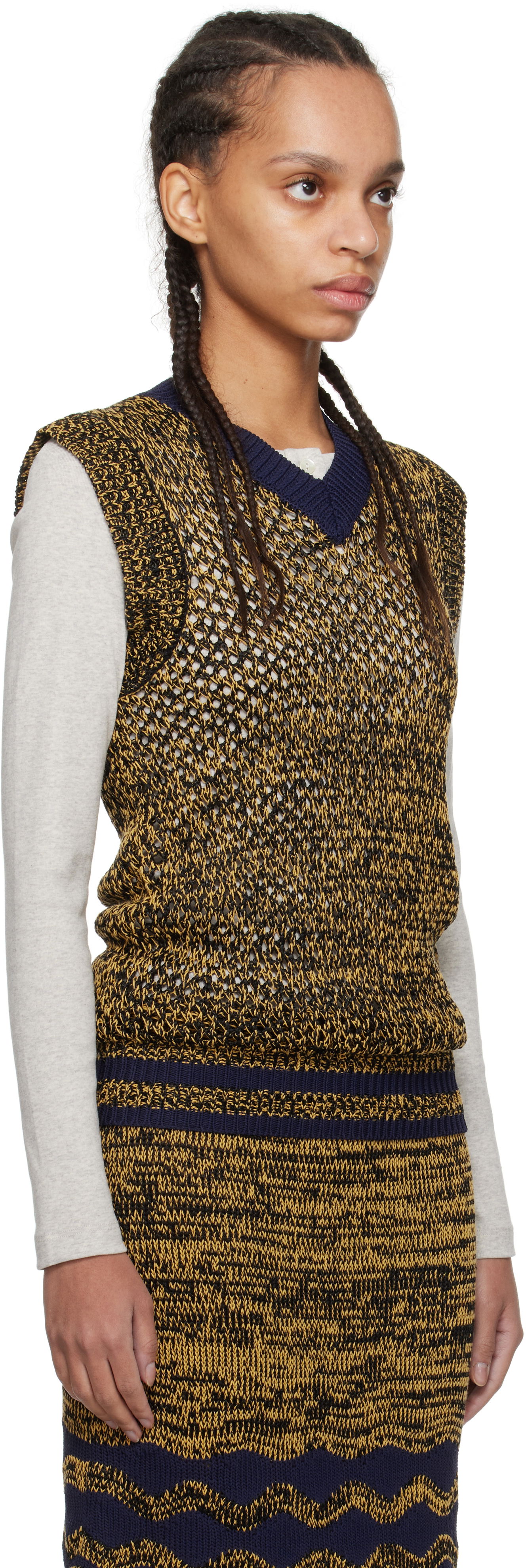 Sweater Wales Bonner Wales Bonner Shade Knit Vest Gul | US25KN31-KN04-5190, 1