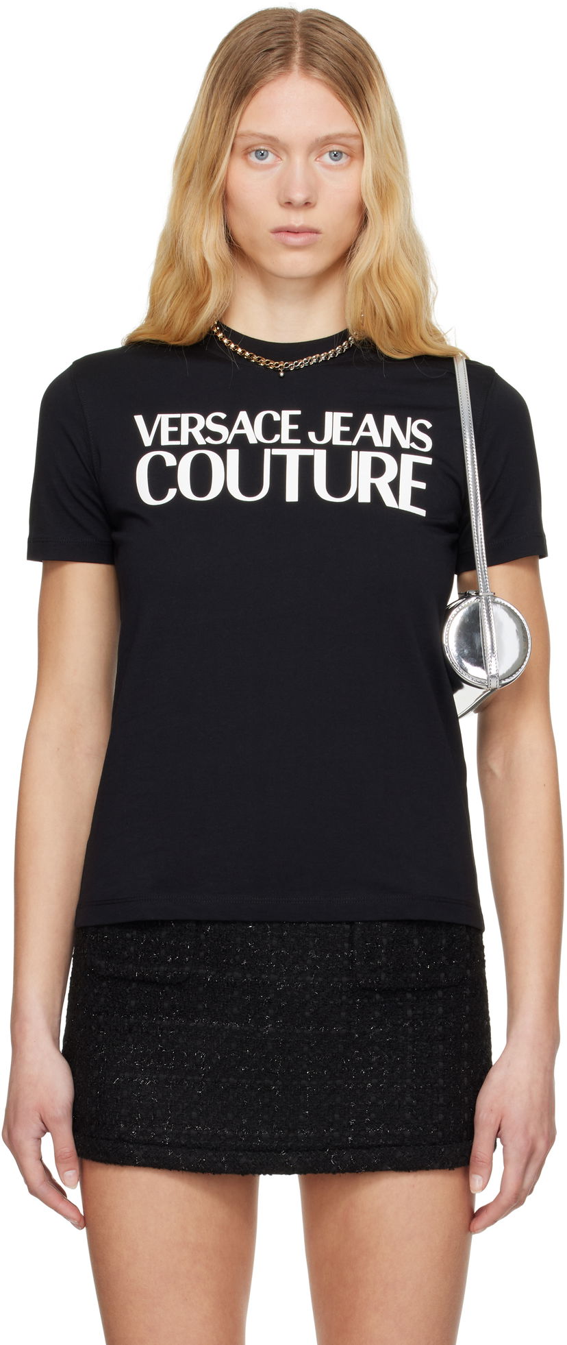 T-shirt Versace Versace Jeans Couture Screen-Printed T-Shirt Sort | E78HAHE05_ECJ00E