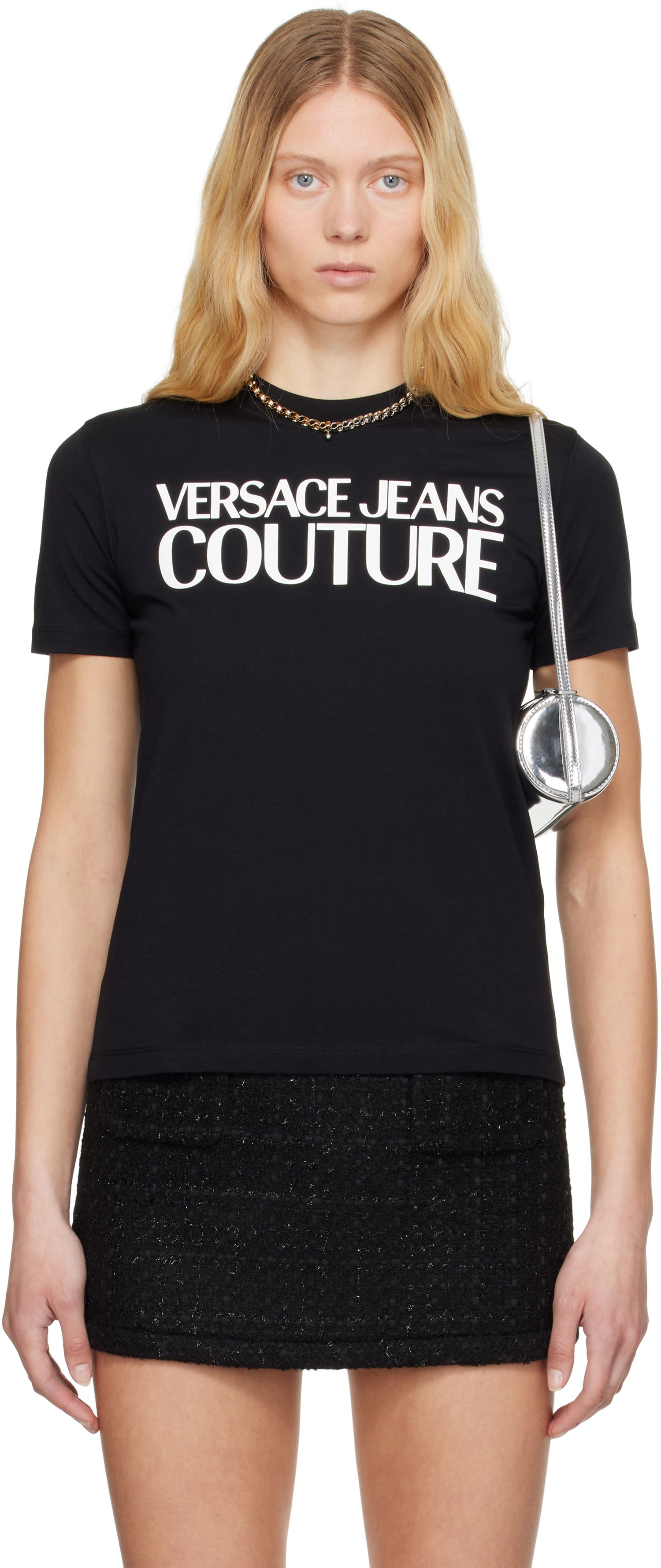 T-shirt Versace Versace Jeans Couture Screen-Printed T-Shirt Sort | E78HAHE05_ECJ00E, 0
