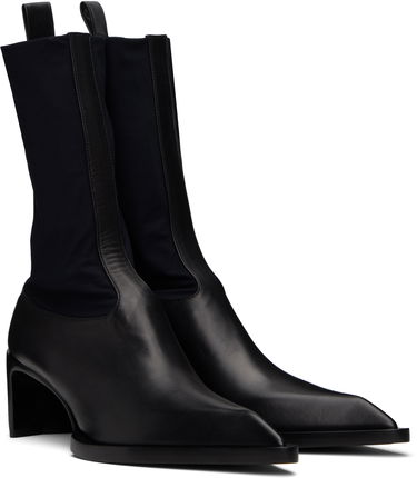 Sneakers og sko Jil Sander Jil Sander Leather Kitten Heel Ankle Boots Sort | J16WU0056_P5810, 3