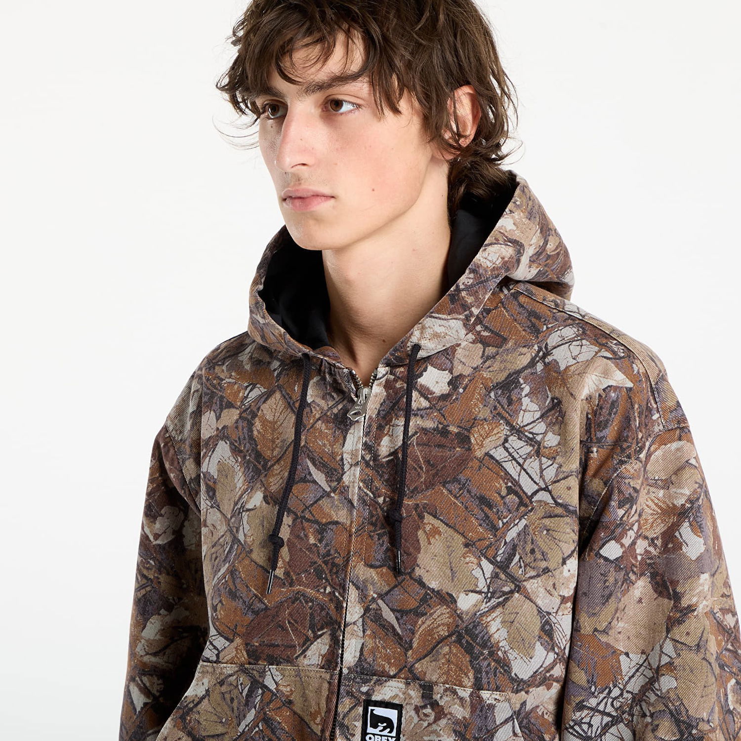 Jakke OBEY OBEY Glen Zip Up Hooded Jacket Brun | 121800593-FNC, 1
