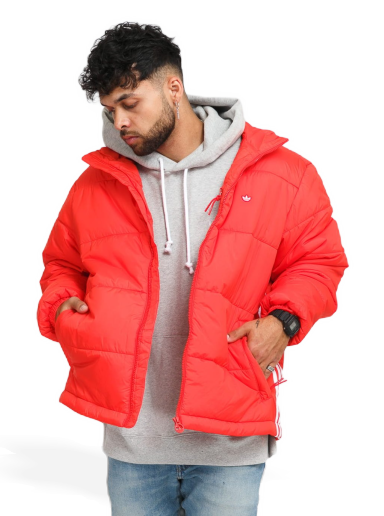 Puffer jakke adidas Originals Padded Stand-Up Collar Puffer Jacket Rød | H13553