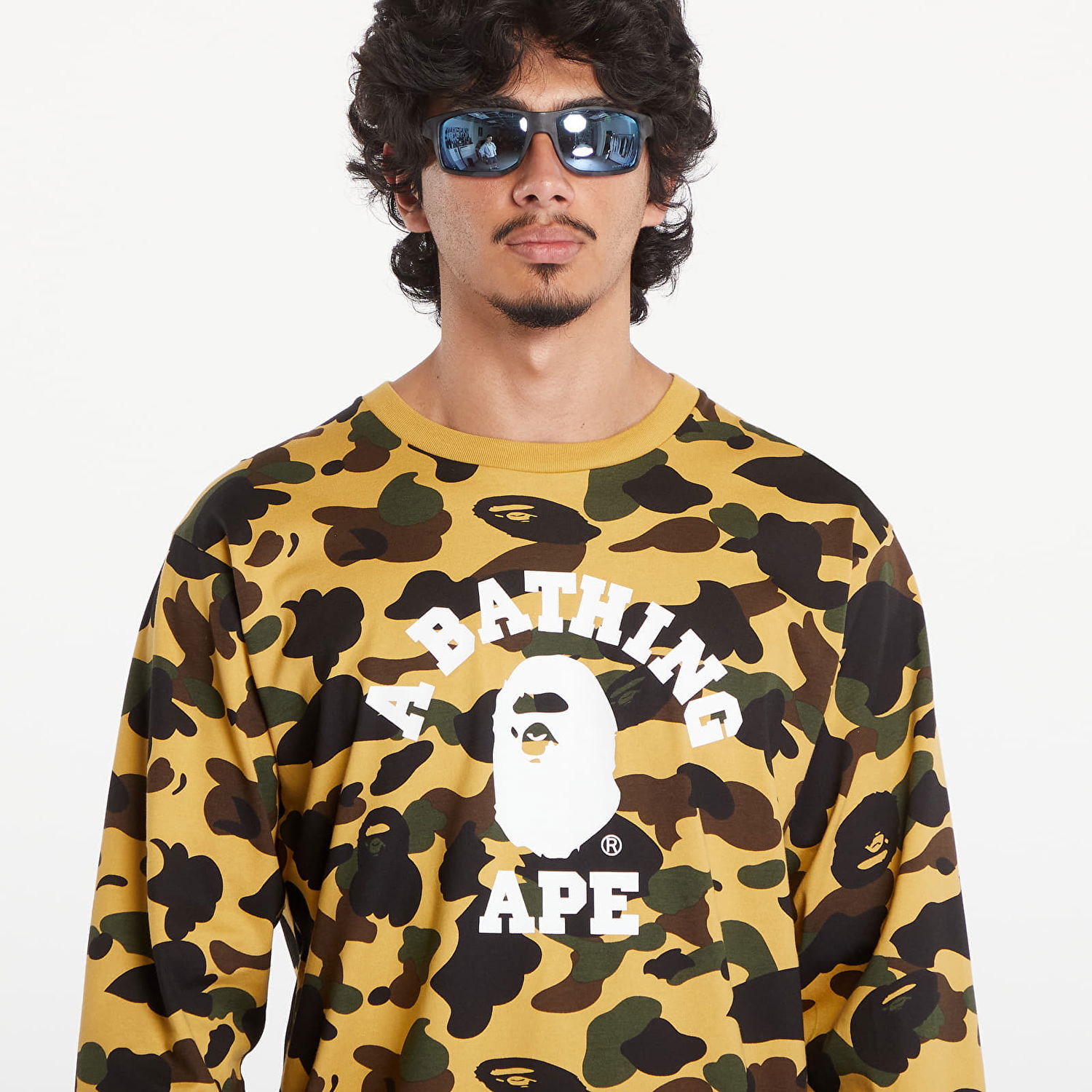 T-shirt BAPE A BATHING APE 1St Camo College Long Sleeve Tee Yellow Gul | 001LTK801008M YEL, 1
