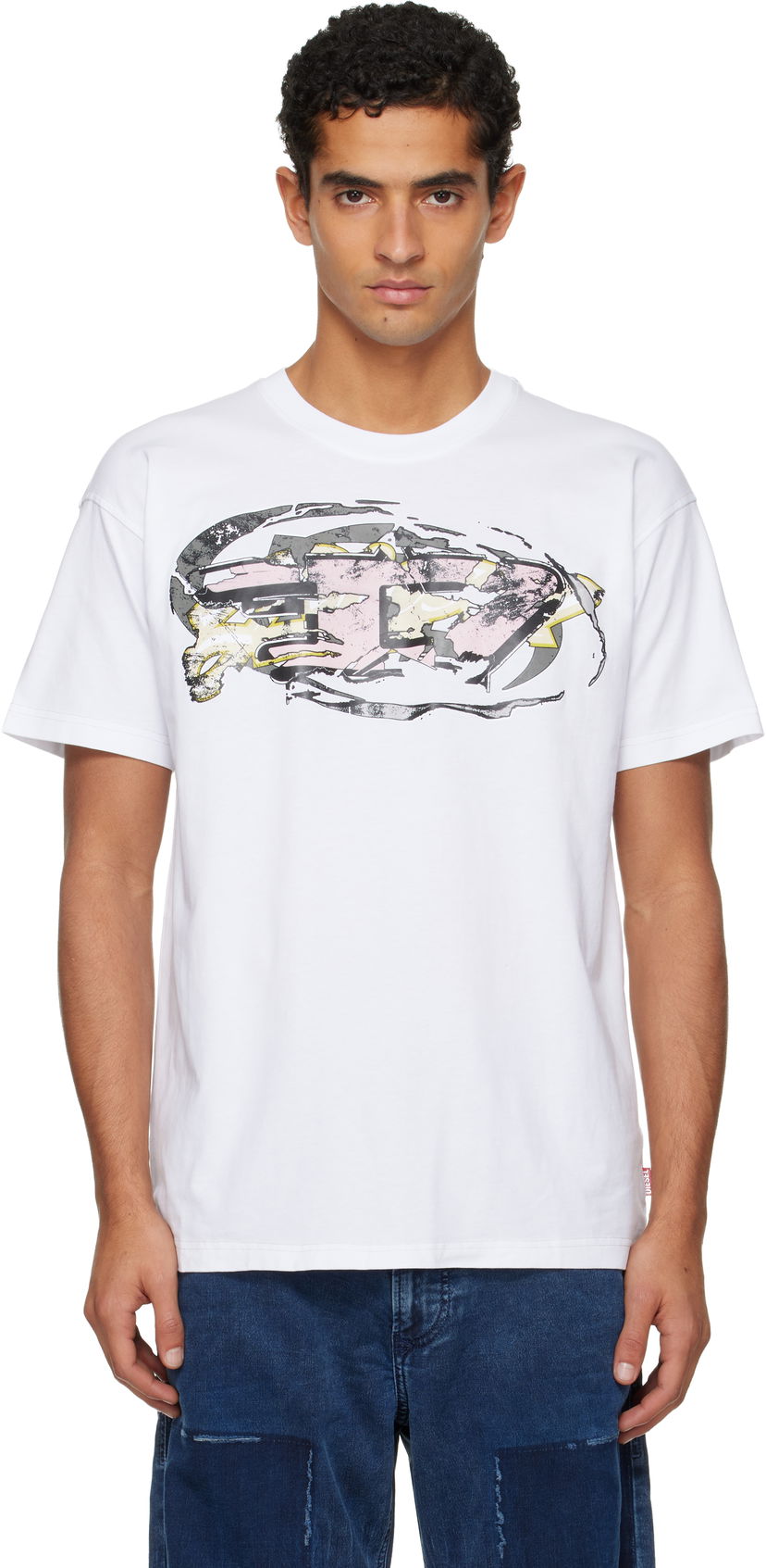 T-shirt Diesel Short-Sleeve Crewneck Graphic Print T-shirt Hvid | A19571-0PLAT-100