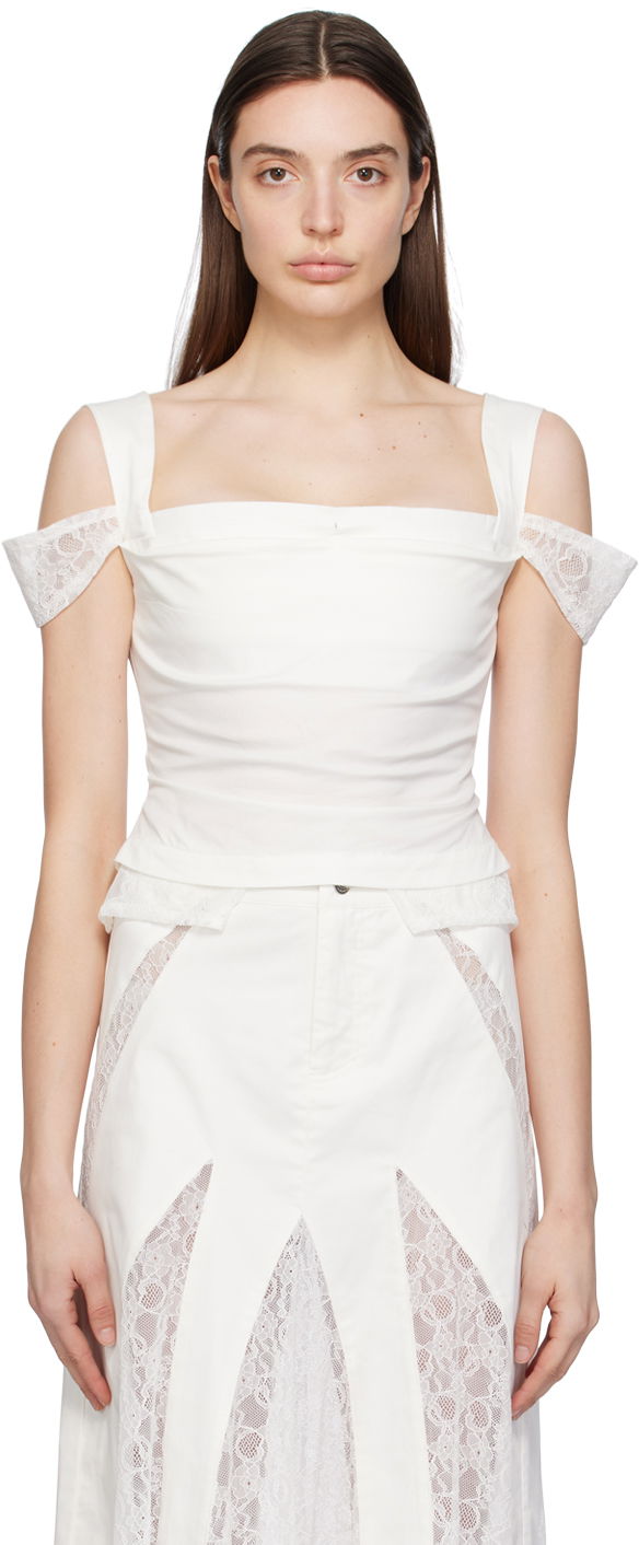 Nederdel Miaou Miaou Renata Lace-Trim Tank Top Hvid | 7133SPSDOV