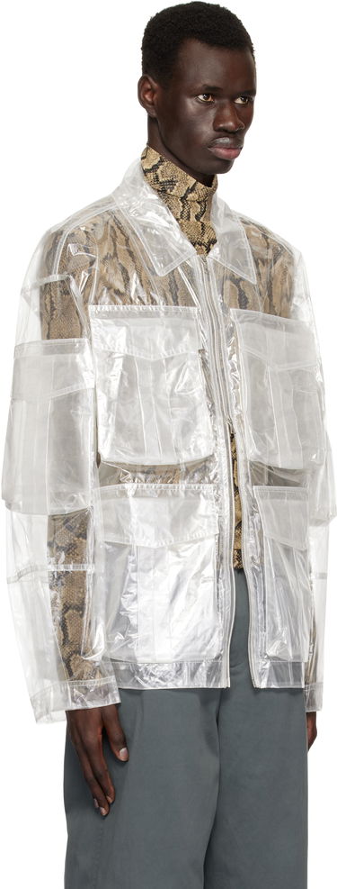 Frakker Dries Van Noten Dries Van Noten Transparent Nylon Patch Pocket Jacket Hvid | 251-020529-1257, 1
