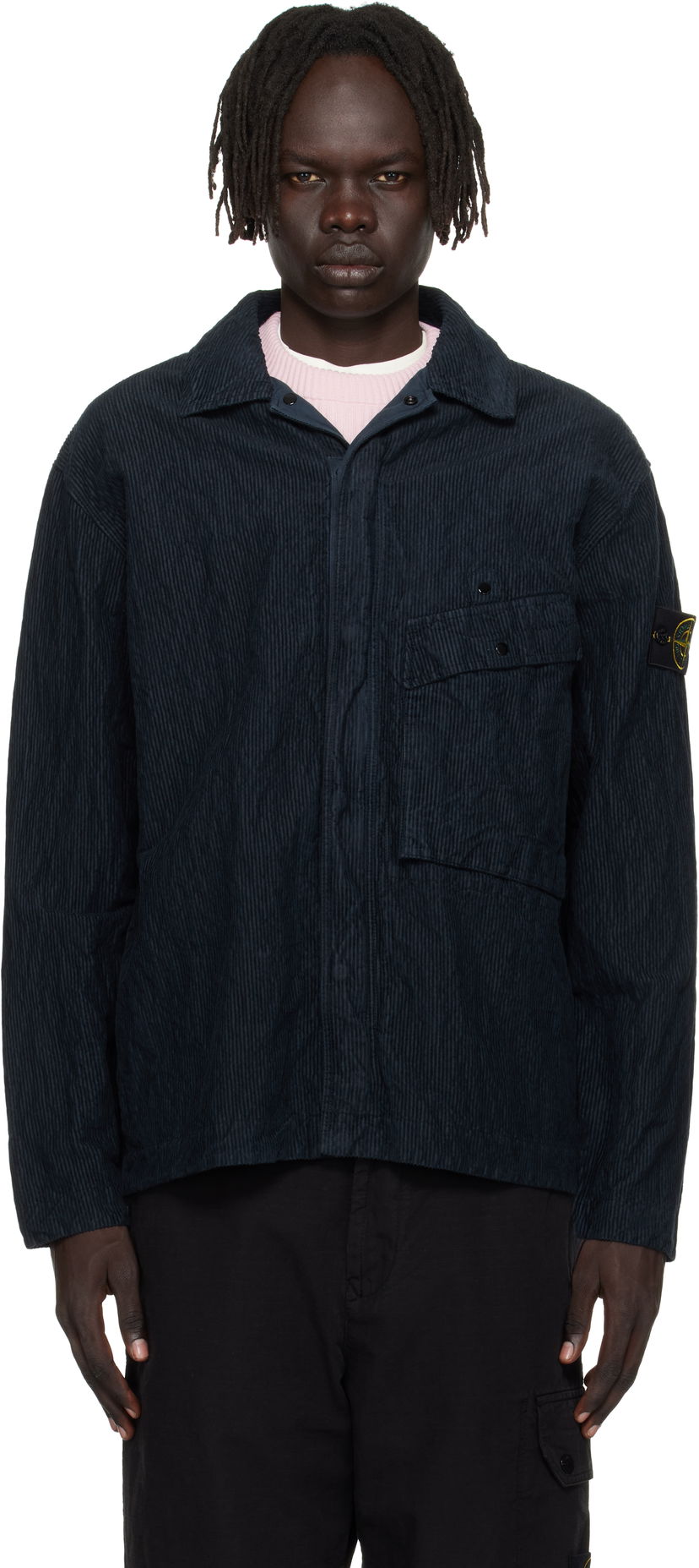 Skjorte Stone Island Wrinkled Corduroy Overshirt Mørkeblå | K2S15 1200020 S0229