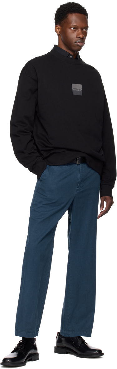 Sweatshirt BOSS Cotton-Terry Sweatshirt with Split Logo Sort | 50542847, 4