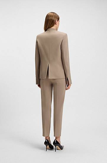 Jakke BOSS Collarless Regular-Fit Blazer Beige | 50541998, 1