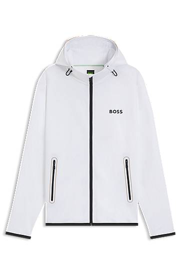 Sweatshirt BOSS BOSS Active Stretch-Gabardine Zip-Up Hoodie Hvid | 50542948