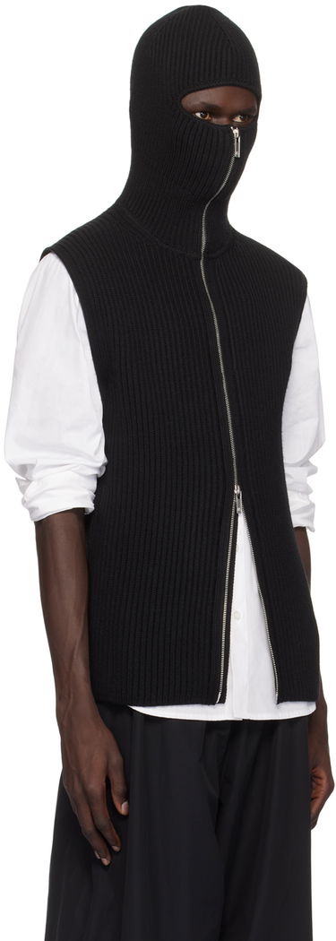 Sweater Helmut Lang Helmut Lang Rib Knit Zip Hoodie Sort | O07HM799, 3