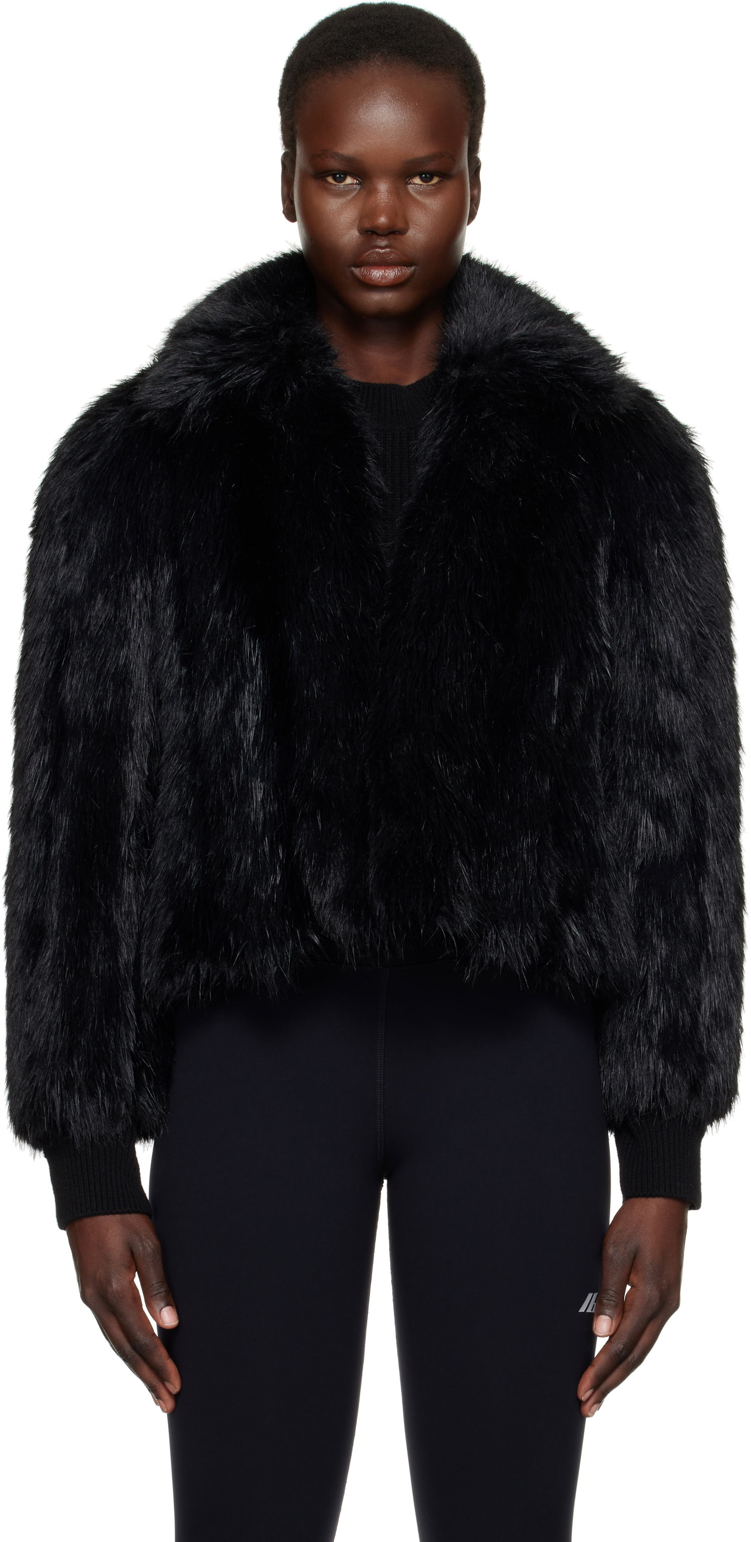 Bomberjakke Balenciaga Faux-Fur Cropped Jacket Sort | 790841 TPQ23, 0