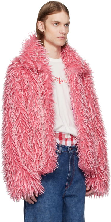 Jakke ERL ERL Varsity Faux-Fur Jacket Lyserød | ERL10J001, 4