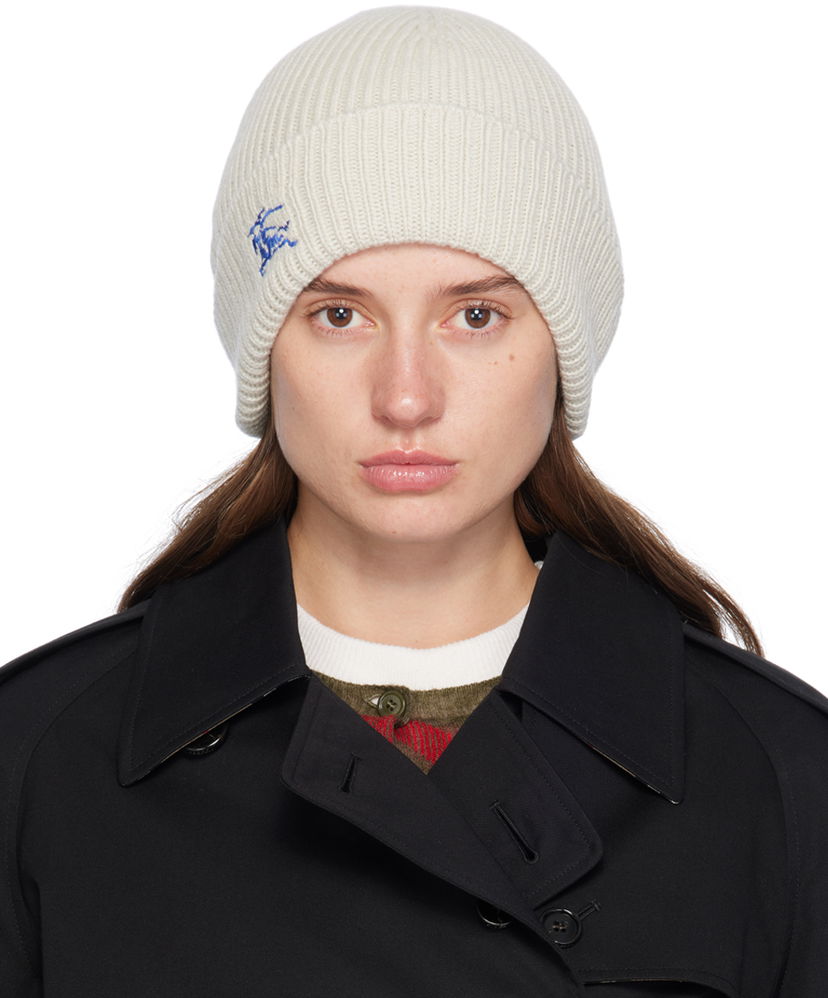 Beanie Burberry Off-White Equestrian Knight Cashmere Beanie Beige | 8095582