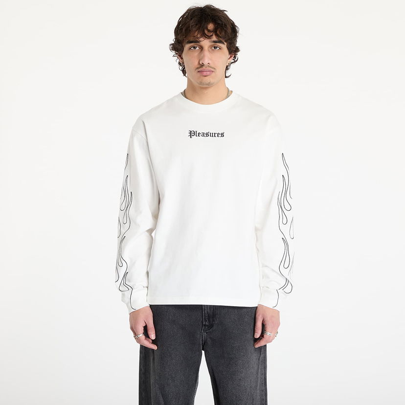 T-shirt Pleasures Heavyweight Fiery Longsleeve Hvid | P24W027 WHITE