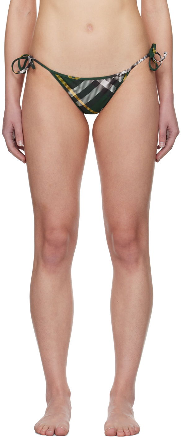 Badetøj Burberry Green Check Bikini Bottom Sort | 8082750