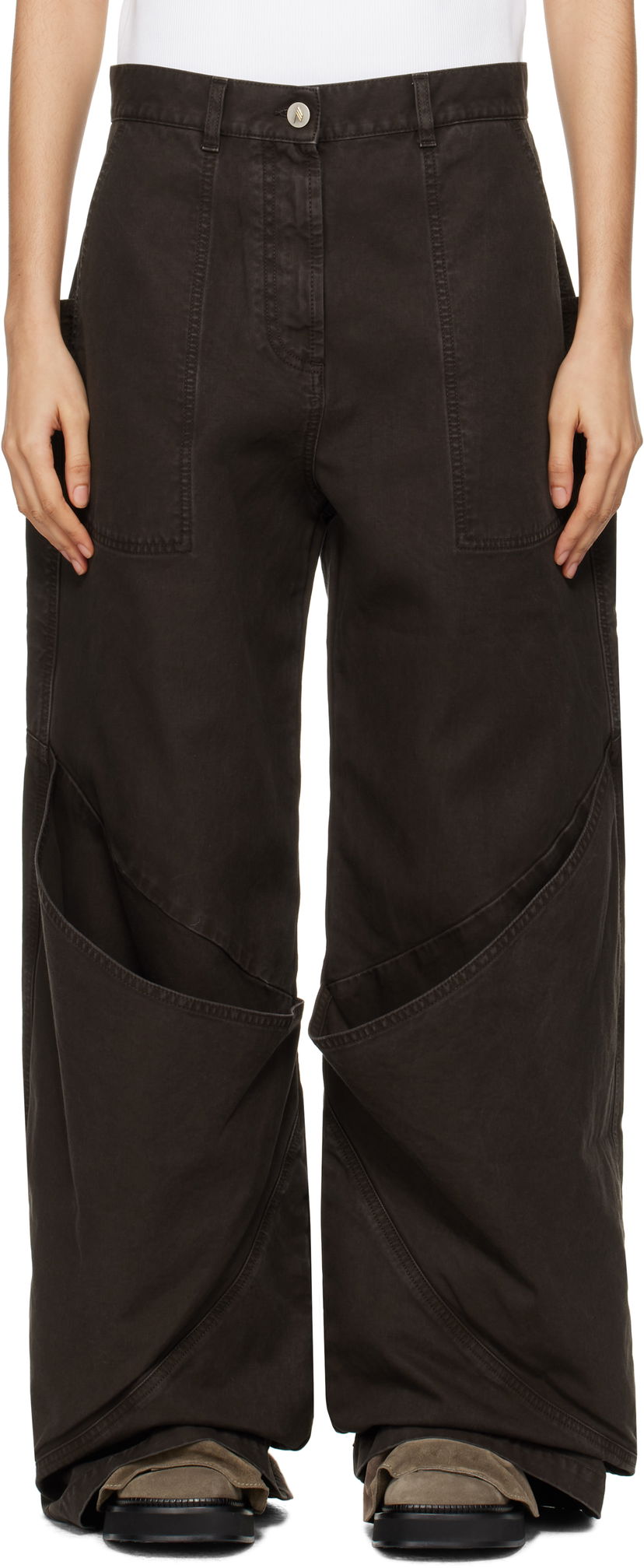 Cargo bukser The Attico The Attico Long Cargo Pants Brun | 250WCP00198 DDC093AA