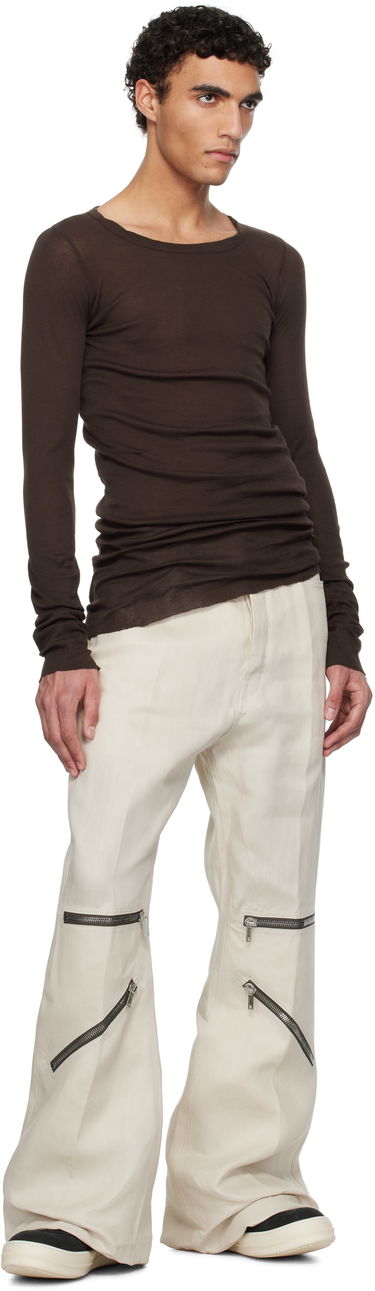 Sweater Rick Owens Rick Owens Hollywood Rib Long Sleeve T-Shirt Brun | RU01E5250 MR, 3