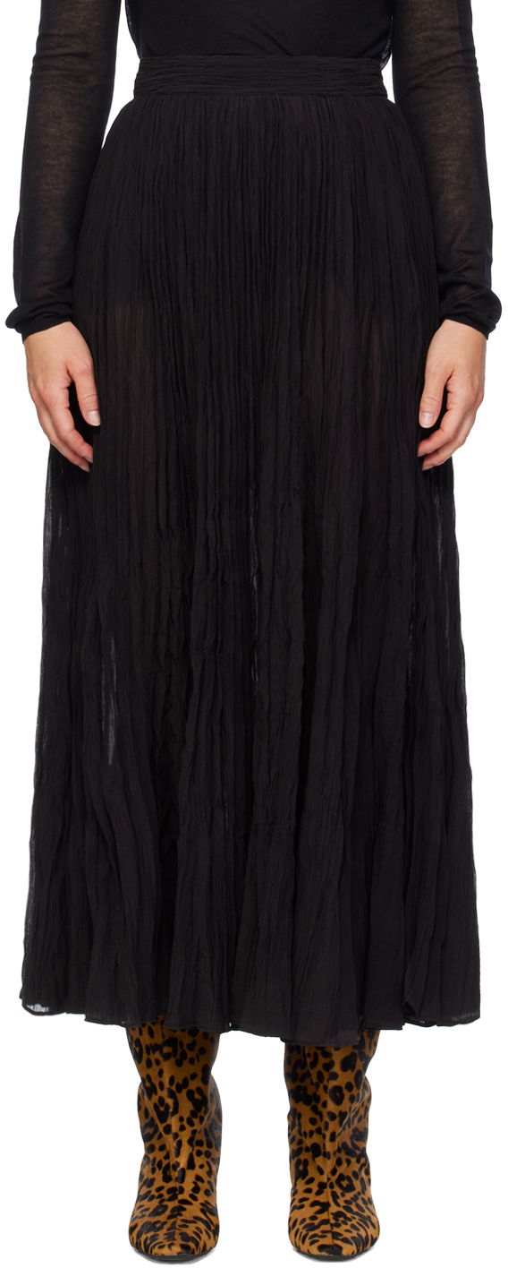 Nederdel TOTEME TOTEME Women's Crinkled Plissé Maxi Skirt Sort | 243-WRB0197-FB0200, 0