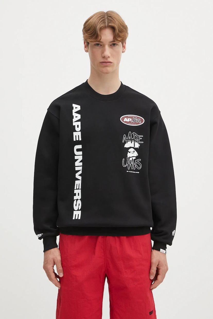 Sweatshirt AAPE by A Bathing Ape AAPE Basic Crew Neck Sweatshirt Sort | AAPSWMB337XXN