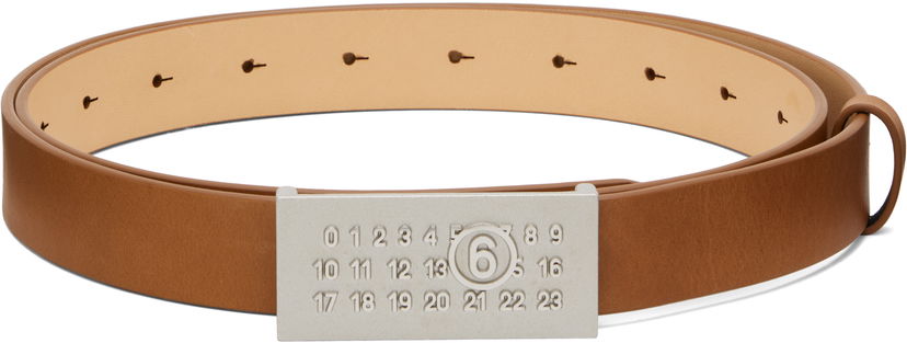 Bælter Maison Margiela MM6 Maison Margiela Numeric Leather Belt Brun | SA6TP0010P8328