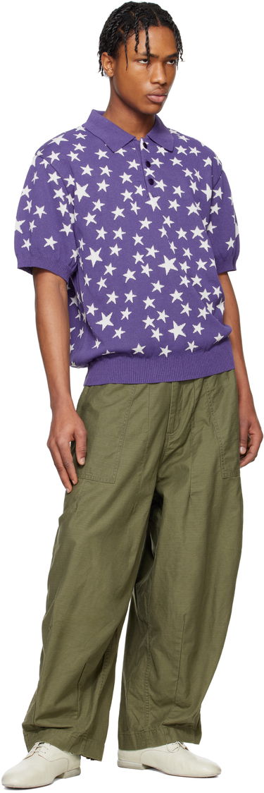 Polo skjorte Needles NEEDLES Short Sleeve Star Knit Polo Lilla | QV375, 3