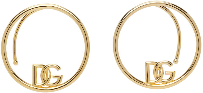 Øreringe Dolce & Gabbana Gold Logo Hoop Ear Cuffs Metalisk | WEO8L3W1111