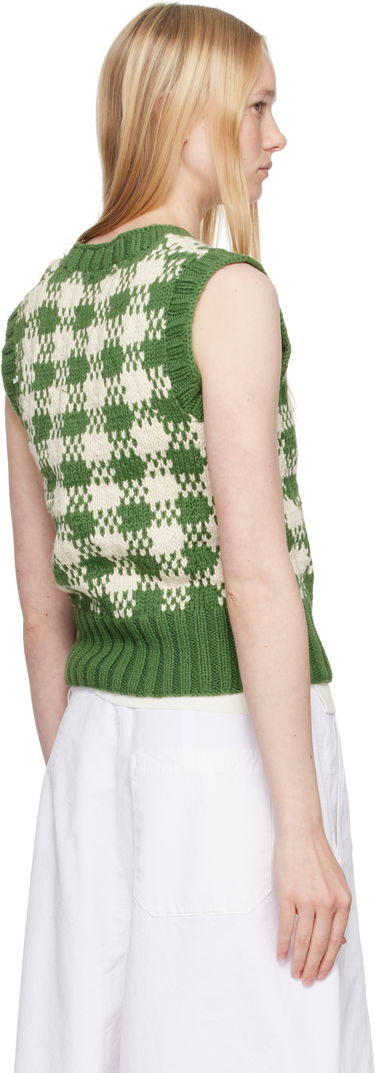 Sweater YMC YMC Heidi Checkered Knit Vest Grøn | Q8YAB, 2