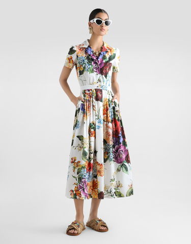 Kjole Dolce & Gabbana Dolce & Gabbana Flower Bouquet Print Poplin Midi Dress Flerfarvet | F6TVLTHS5TRHA5PC, 1