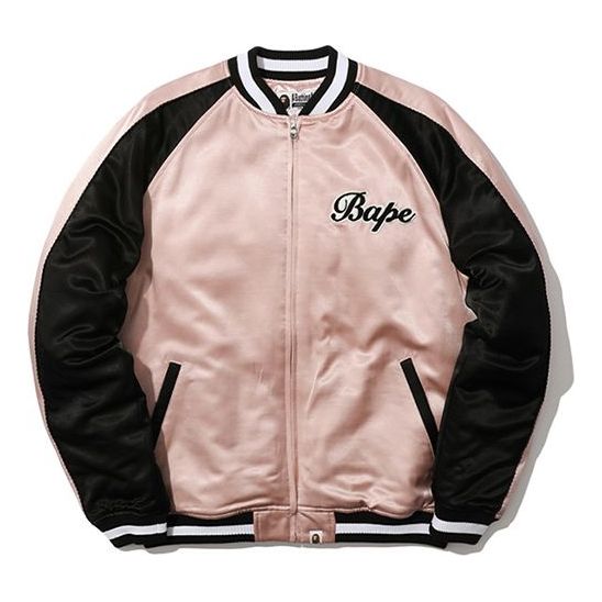 Bomberjakke BAPE BAPE Alphabet Colorblock Baseball Jacket Lyserød | 0ZXJKM40503XC, 0