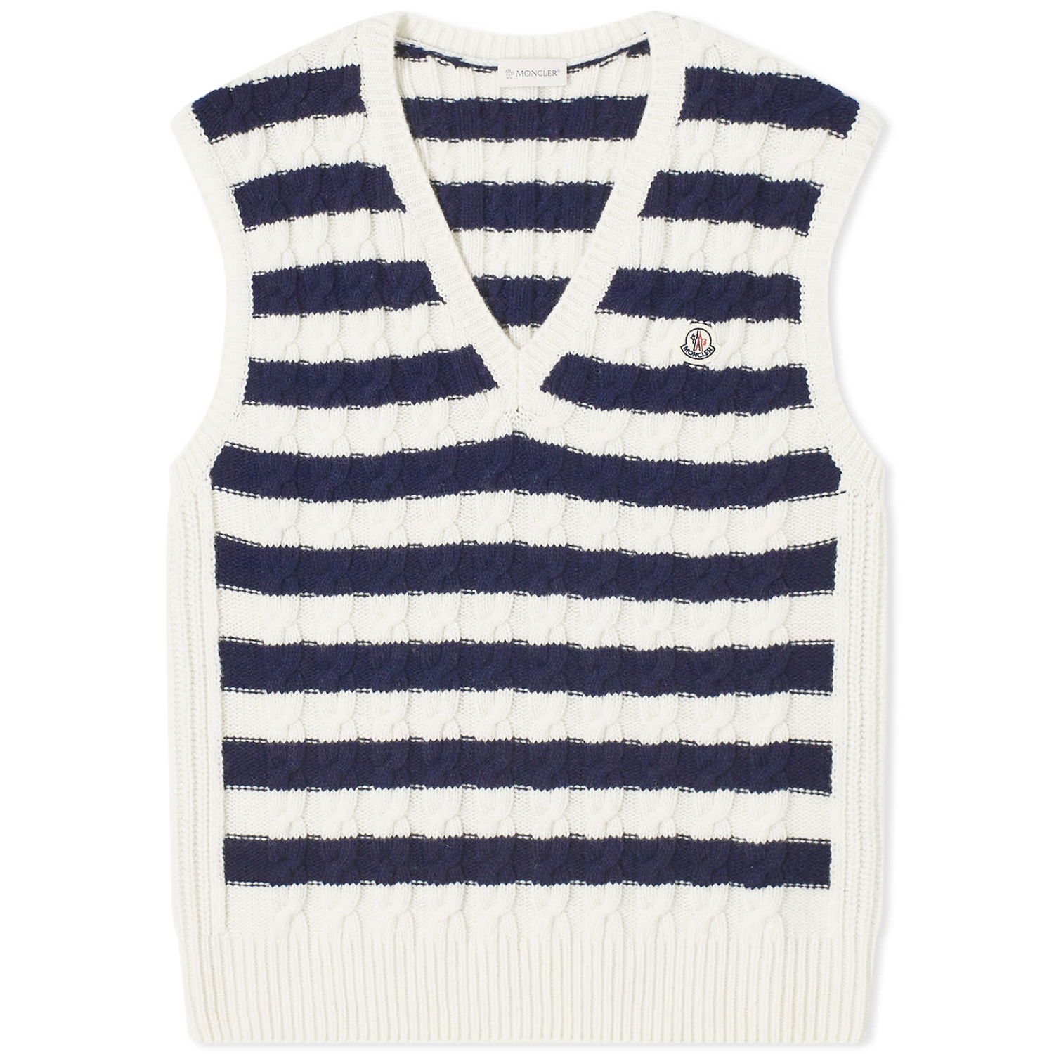 Sweater Moncler Striped Knit Vest Mørkeblå | 9I000-02-M1241-P70, 0