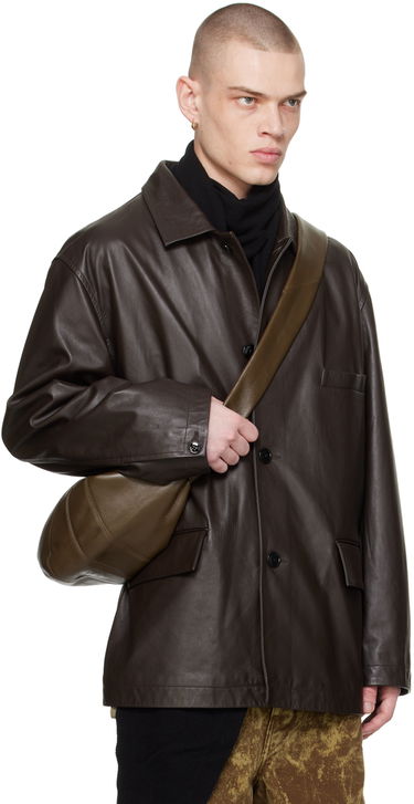 Jakke LEMAIRE Lemaire Spread Collar Leather Jacket Brun | OW1074 LL0068, 1