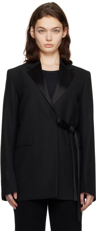 Jakke TOTEME TOTEME Satin-Lapel Wrap Blazer Sort | 251-WRZ4728-FB0026, 0