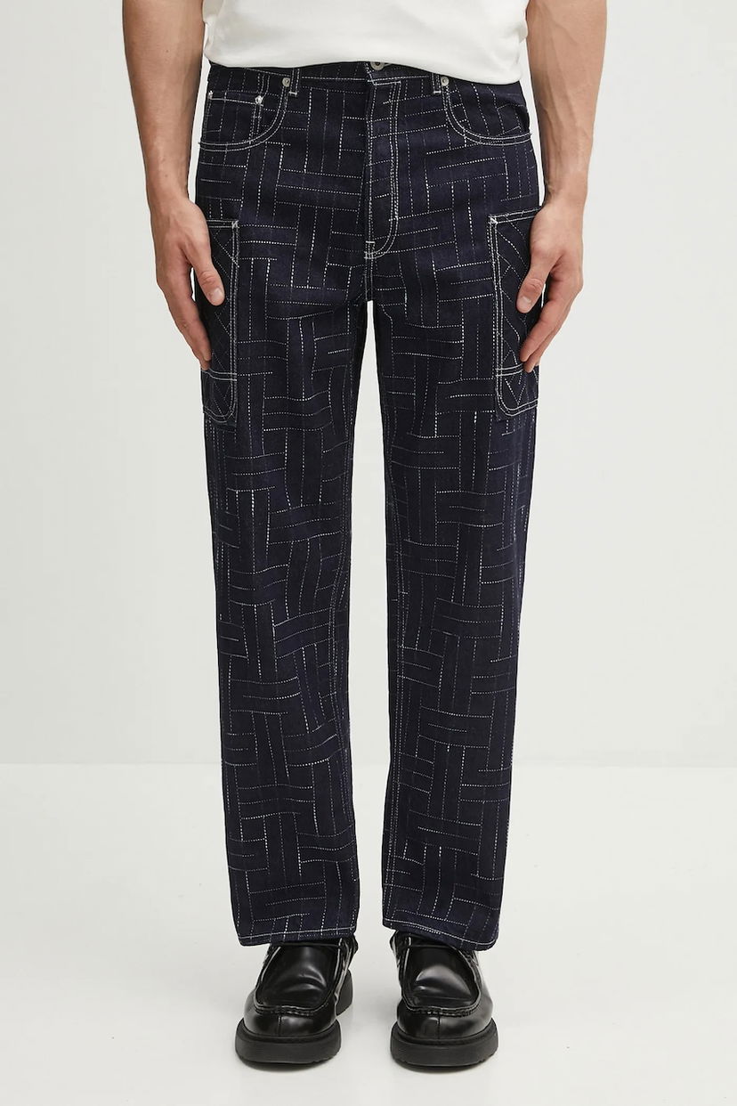 Cargo bukser KENZO Kenzo Weave Cargo Monkey Fit Pants Mørkeblå | FF65DP4086V1