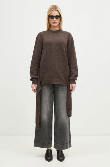 Sweater JW Anderson JW Anderson Draped Tie Front Jumper Brun | KW1263.YN0384.958, 4