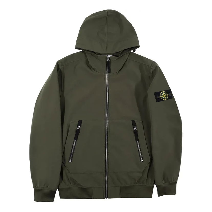 Vindjakke Stone Island Hooded Soft Shell Jacket Grøn | 741540727-V0058