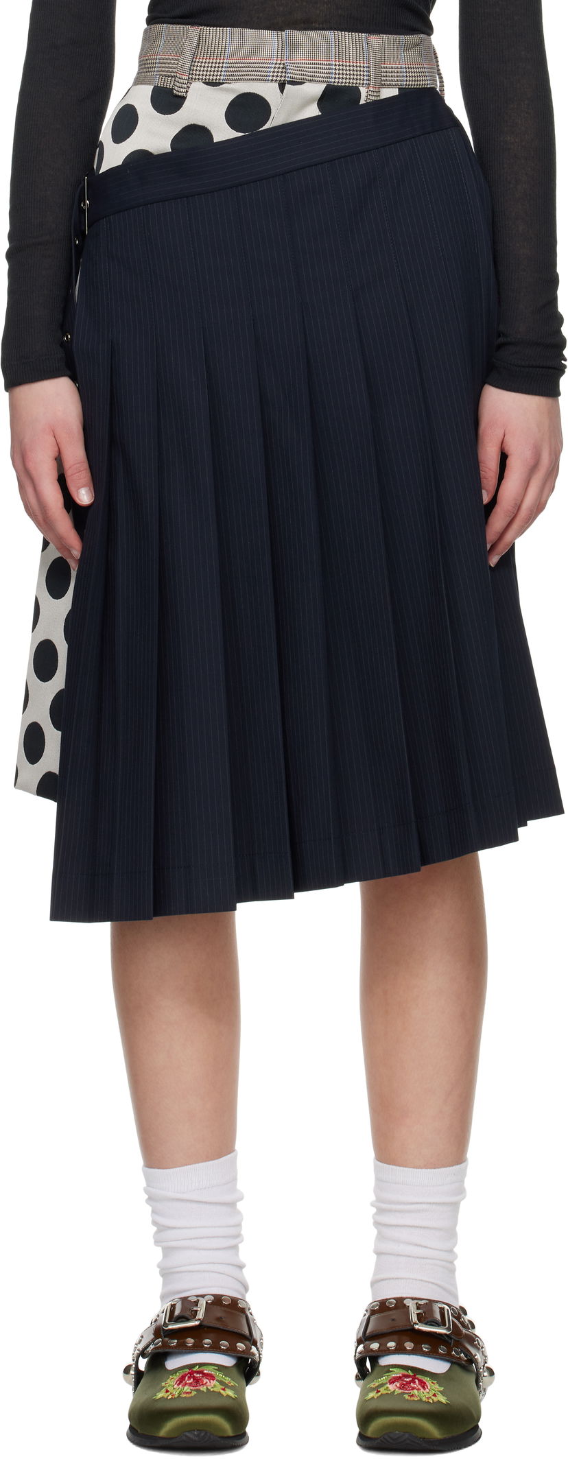 Nederdel Charles Jeffrey Loverboy Charles Jeffrey LOVERBOY Waisted Pleated Asymmetrical Skort Mørkeblå | 54040402
