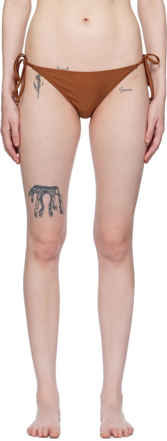 Badetøj GANNI Brown String Bikini Bottoms Brun | A5893