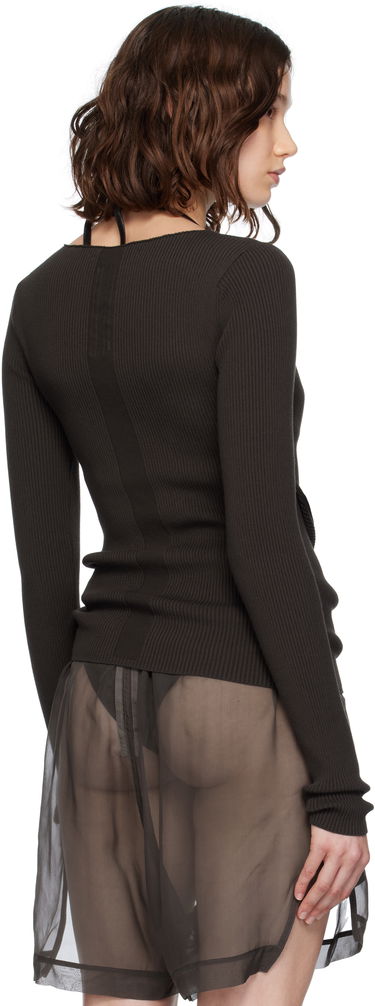 Sweater Rick Owens Rick Owens Ribbed Knit Babel Sweater Brun | RP02E4639 RIBVI, 2