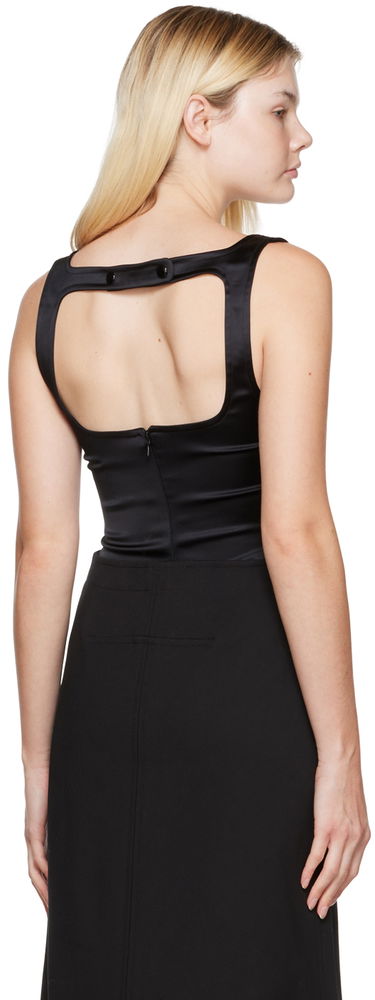 Krop Courrèges Square Neck Satin Tank Top Sort | 322CTO079AC0017, 2