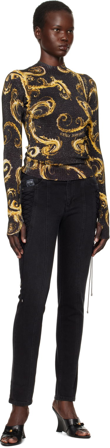 Sweater Versace Black & Gold Knit Lurex Sweater Sort | E77HAFM24_ECMN80, 3