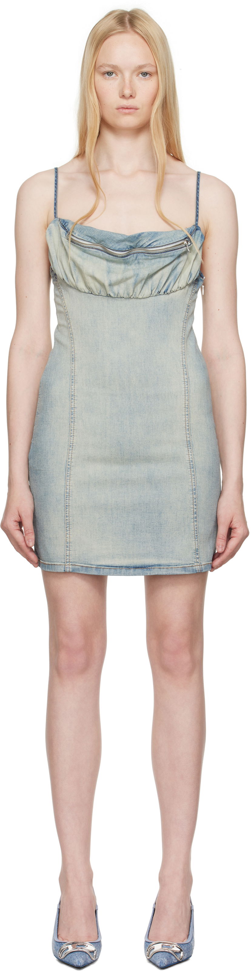 Kjole Diesel Diesel De-Ellit-S Denim Minidress Blå | A16309 0ABDD