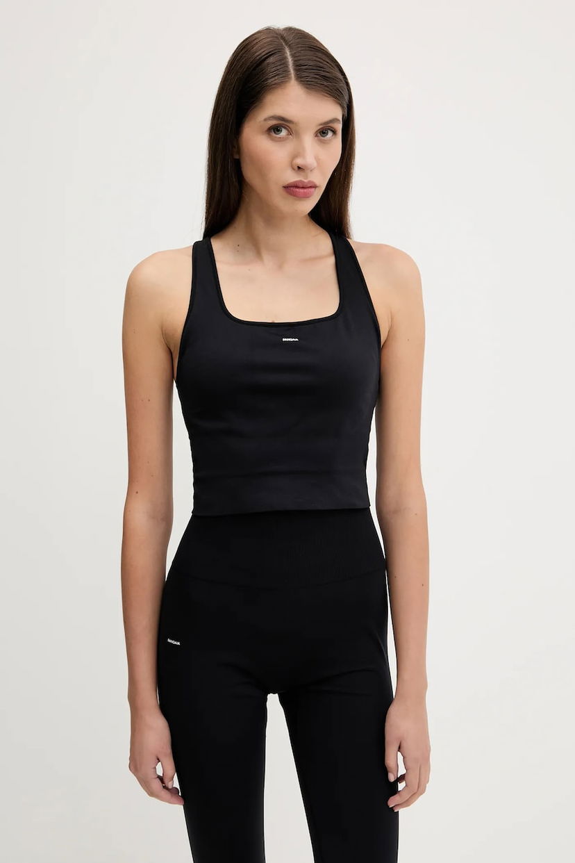 Tanktop PANGAIA Pangaia Plant-Stretch Ribbed Tank Top Sort | 10002425