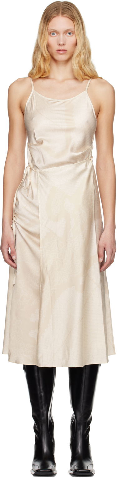 Kjole Feng Chen Wang Feng Chen Wang Pleated Silk Midi Dress Beige | FWS19DR04, 0